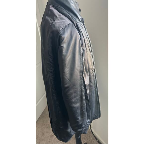 LNR Vintage for Nordstrom Soft Y2K Retro Black Leather Zippered Jacket Coat P/P - Picture 8 of 14